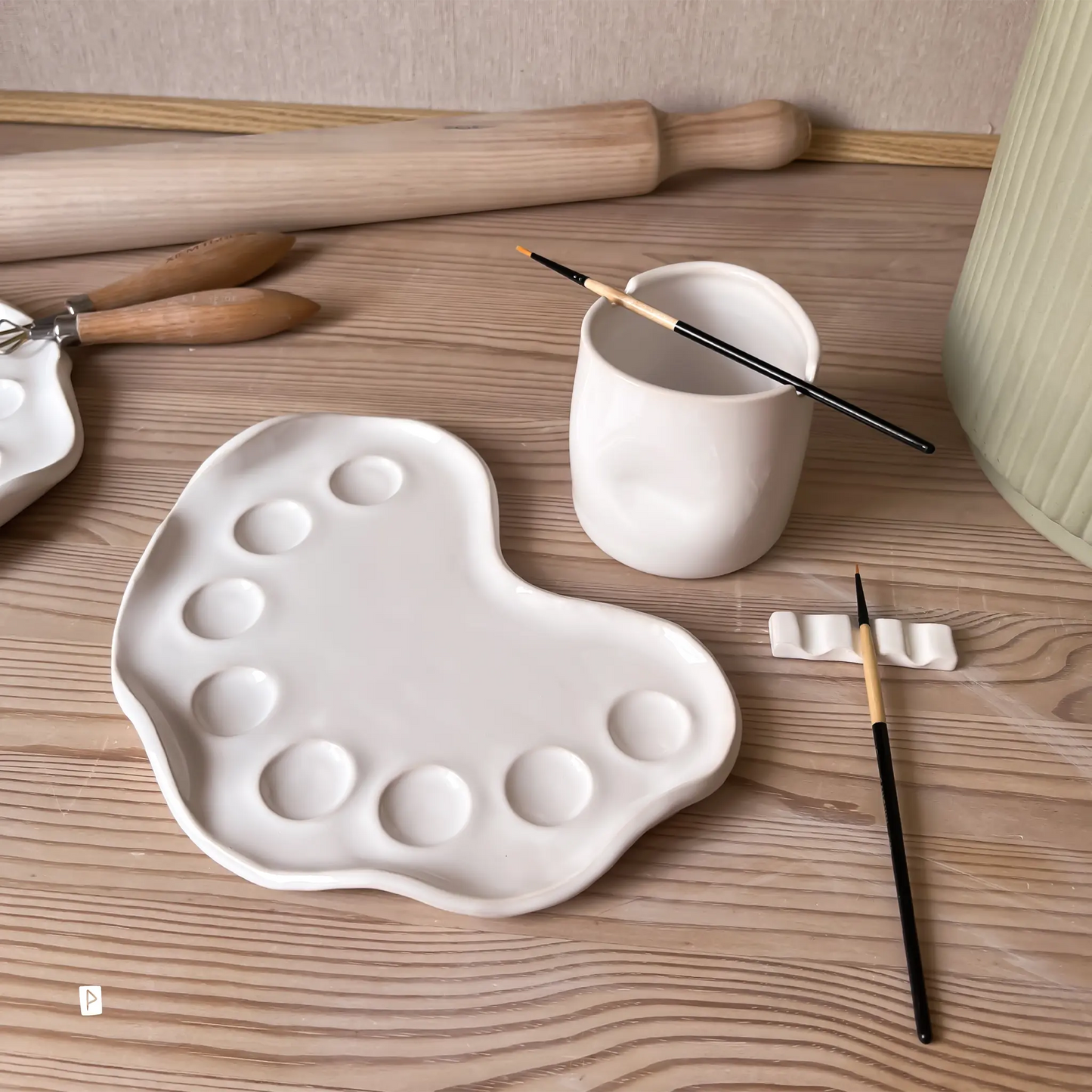 SET DE PINTOR DE CERÁMICA CURVO BLANCO