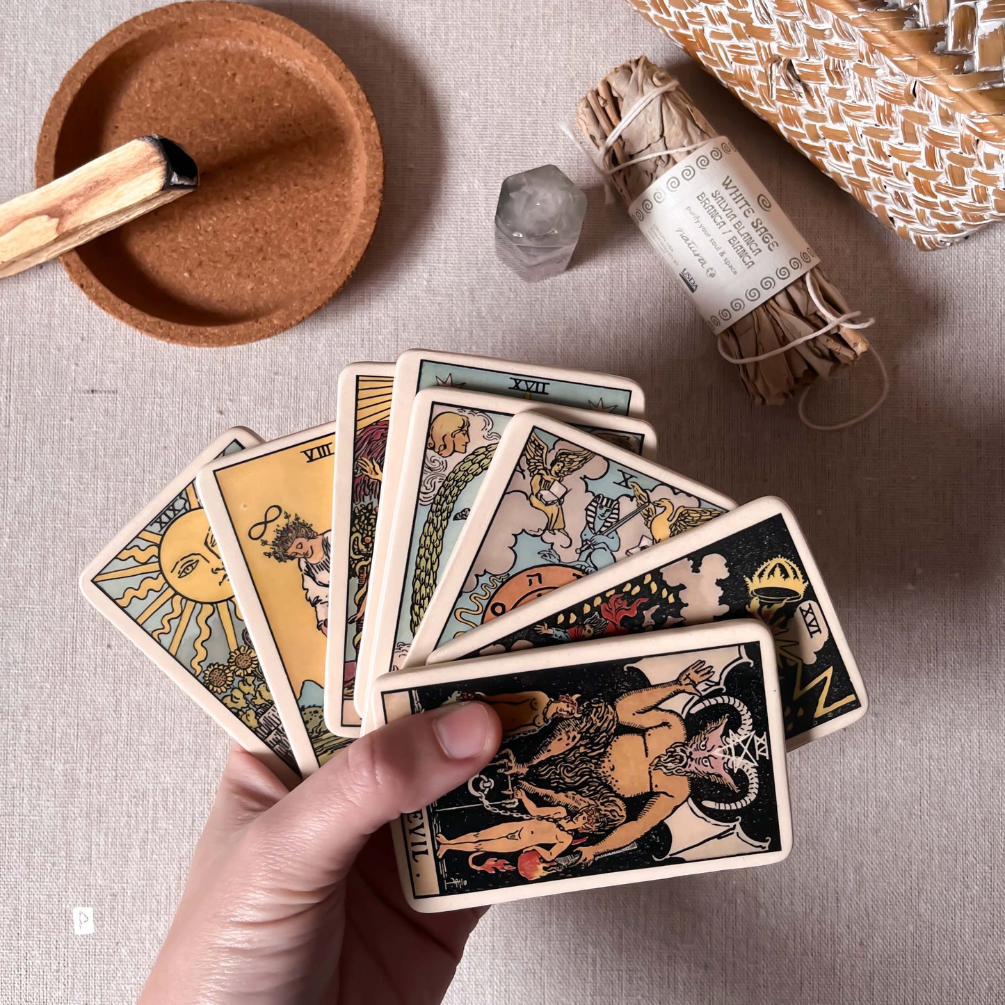SET DE CARTAS DE TAROT COMPLETO ARCANOS MAYORES DE CERÁMICA