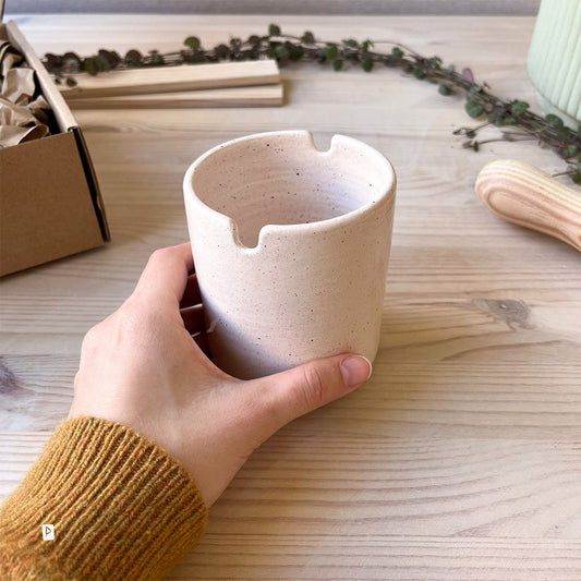 Vaso para pinceles de cerámica oreo cream