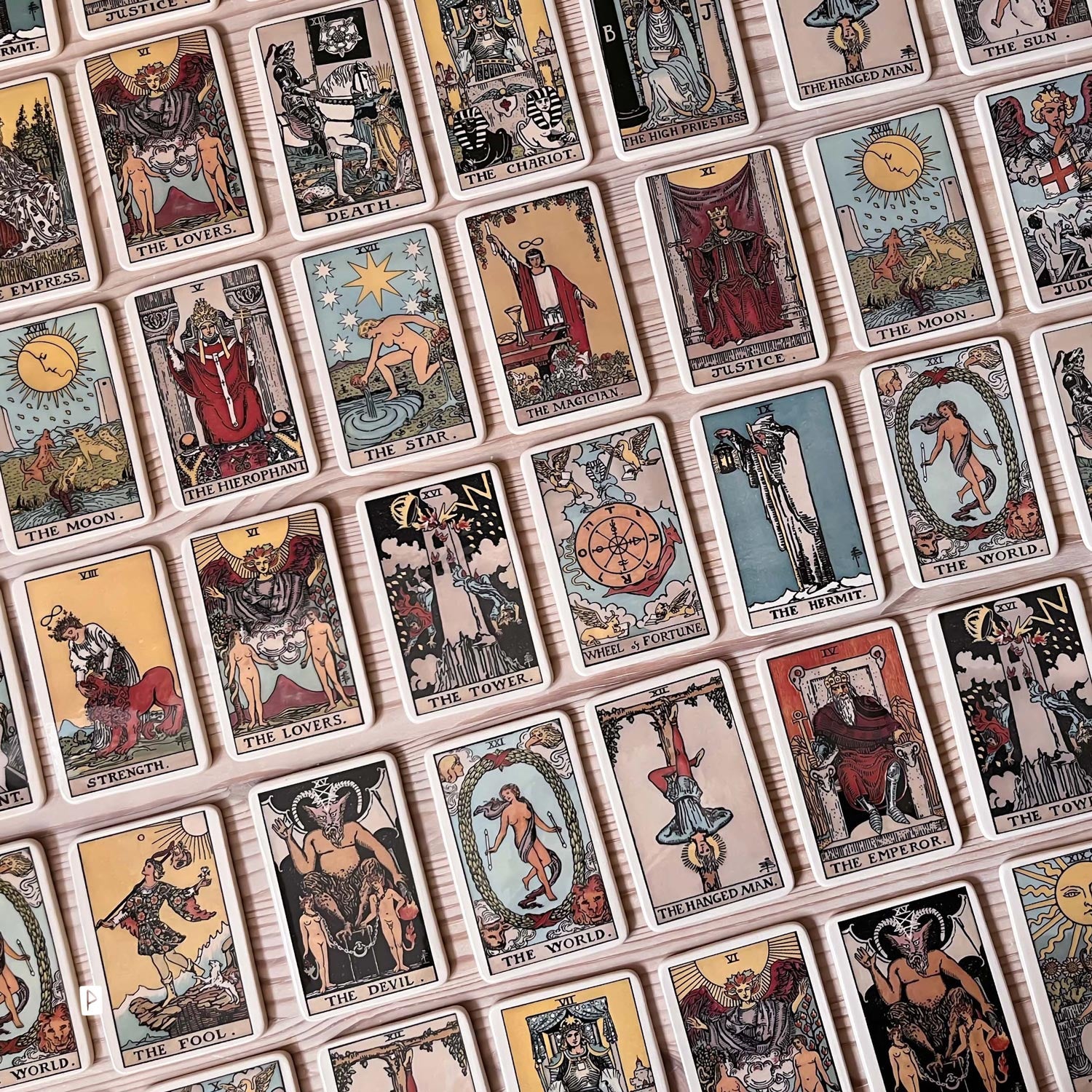 Set de cartas de Tarot completo Arcanos Mayores de cerámica