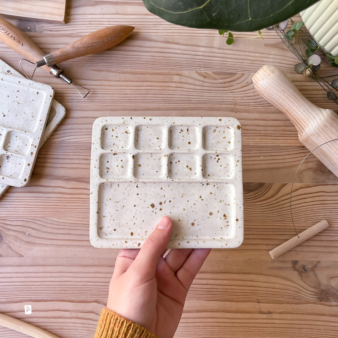 Paleta de cerámica para acuarela carnet moteada