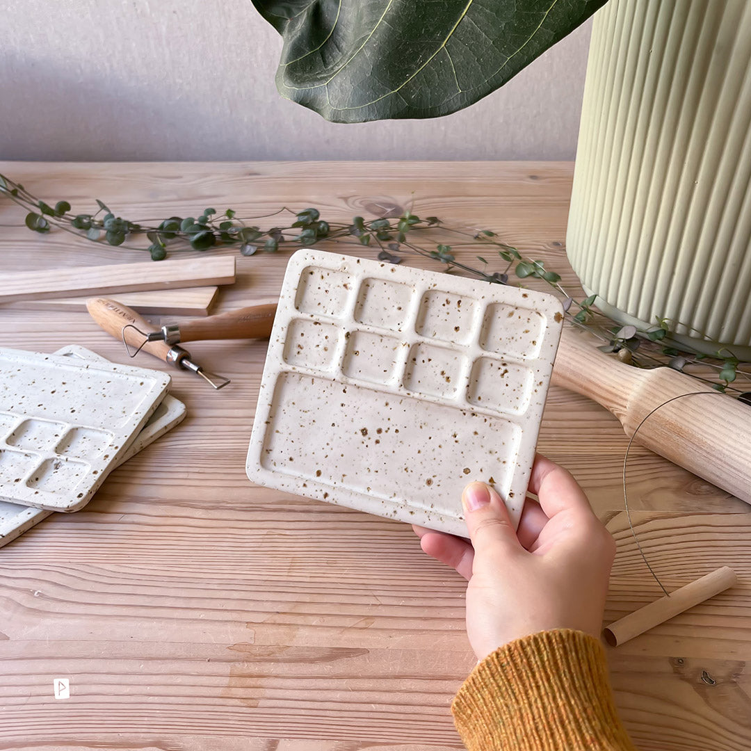 Paleta de cerámica para acuarela carnet moteada