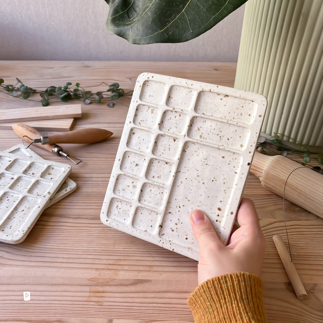 Paleta de cerámica para acuarela grande moteada