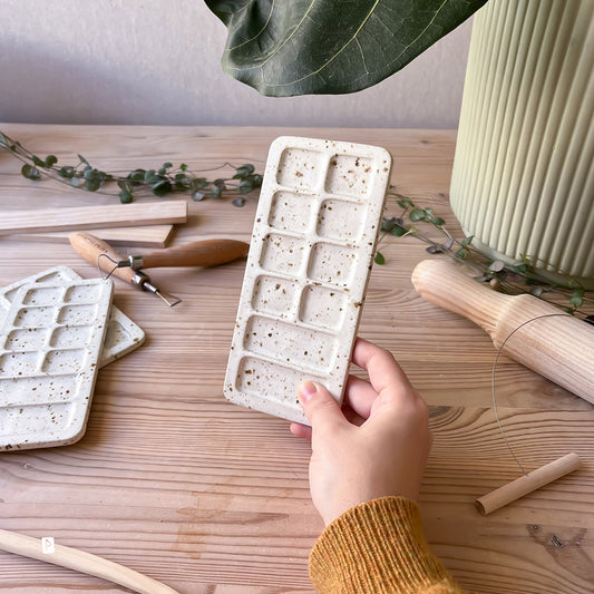 Paleta de cerámica para acuarela mediana moteada