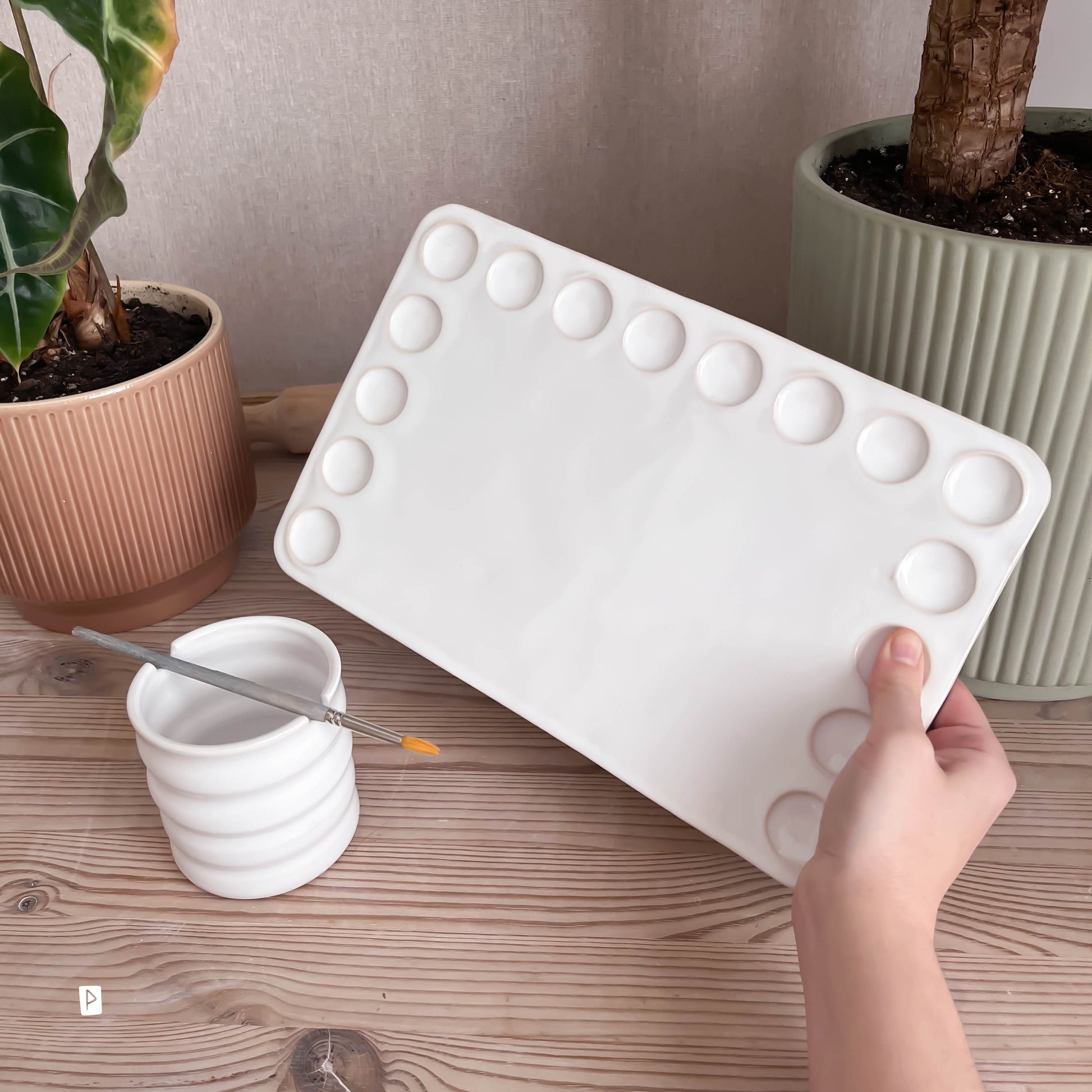 Set de pintor de cerámica grande blanco