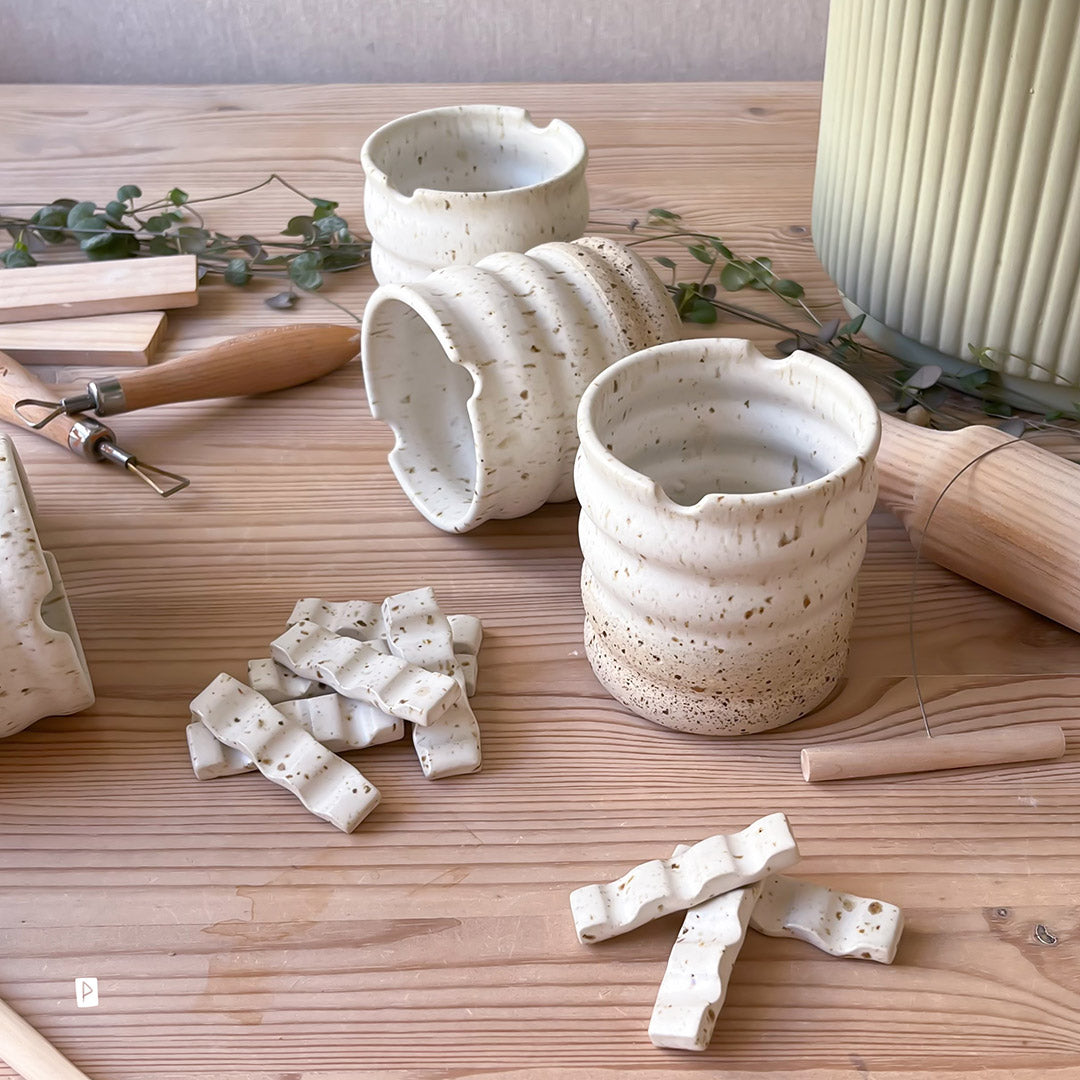 vaso para pinceles de cerámica moteado